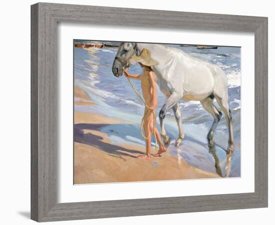 Bathing of a Horse-Joaquín Sorolla y Bastida-Framed Giclee Print