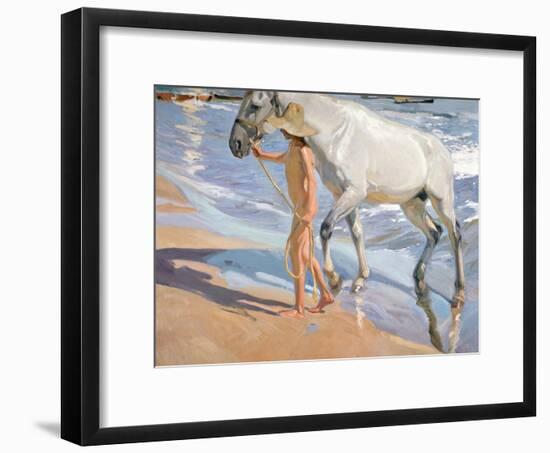 Bathing of a Horse-Joaquín Sorolla y Bastida-Framed Giclee Print