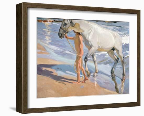 Bathing of a Horse-Joaquín Sorolla y Bastida-Framed Giclee Print