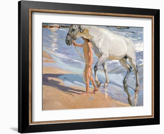 Bathing of a Horse-Joaquín Sorolla y Bastida-Framed Giclee Print