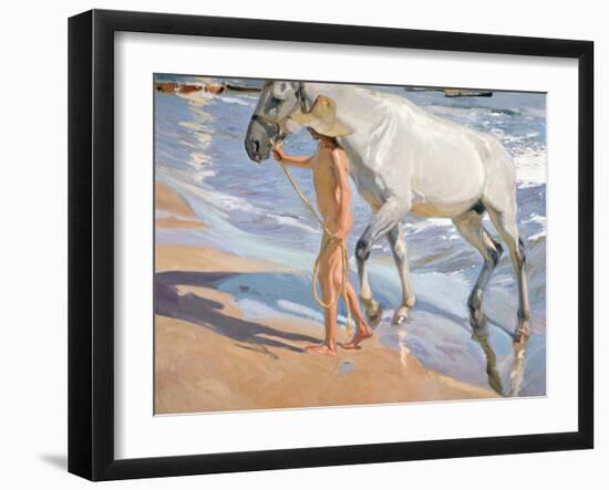 Bathing of a Horse-Joaquín Sorolla y Bastida-Framed Giclee Print