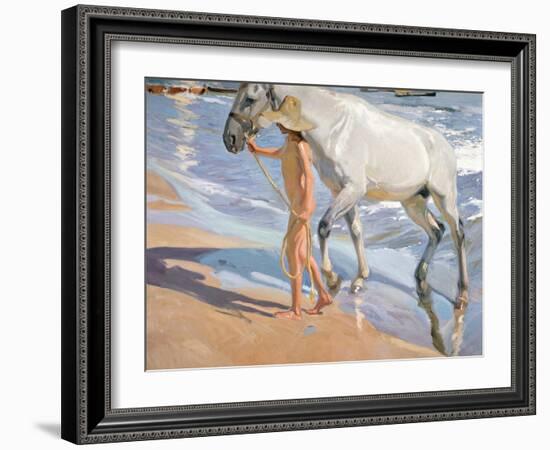 Bathing of a Horse-Joaquín Sorolla y Bastida-Framed Giclee Print