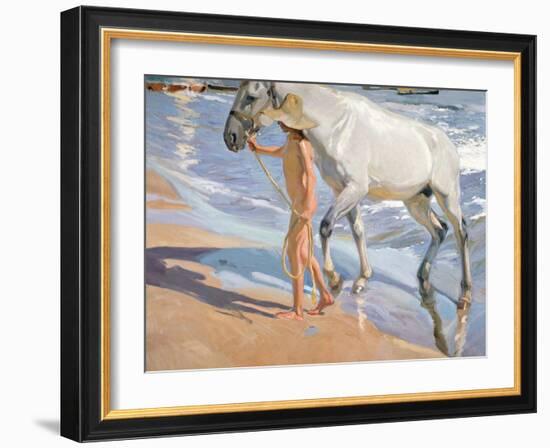 Bathing of a Horse-Joaquín Sorolla y Bastida-Framed Giclee Print