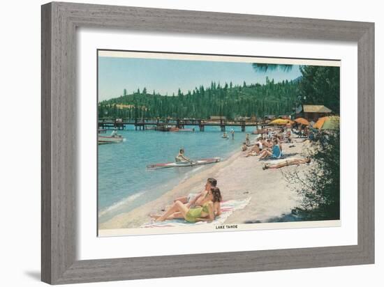 Bathing on Beach, Lake Tahoe-null-Framed Art Print