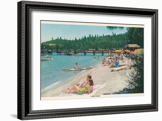 Bathing on Beach, Lake Tahoe-null-Framed Art Print
