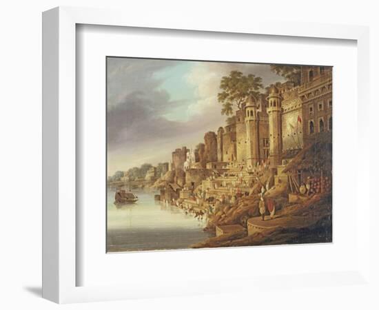 Bathing Scene at a Ghat on the River Ganges-Charles D'oyly-Framed Giclee Print