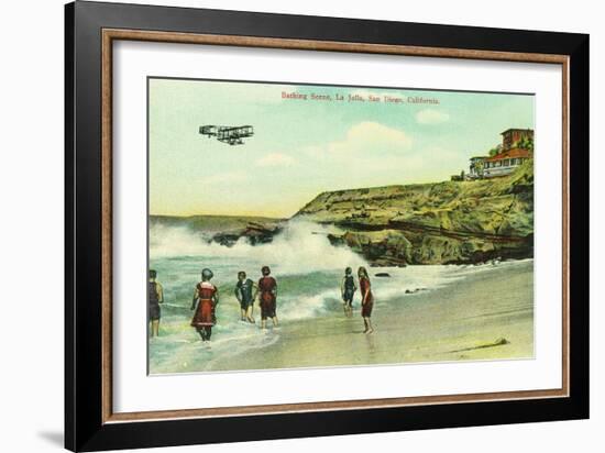 Bathing Scene at La Jolla Beach - San Diego, CA-Lantern Press-Framed Art Print