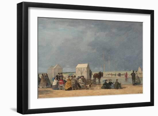 Bathing Time at Deauville, 1865 (Oil on Wood)-Eugene Louis Boudin-Framed Giclee Print