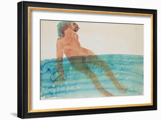 Bathing Woman, before 1902 (Pencil and W/C on Paper)-Auguste Rodin-Framed Giclee Print