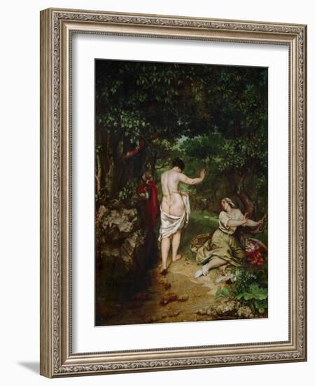 Bathing Women, 1853-Gustave Courbet-Framed Giclee Print