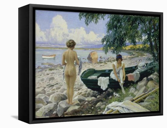 Bathng Girls on the Beach-Paul Fischer-Framed Premier Image Canvas