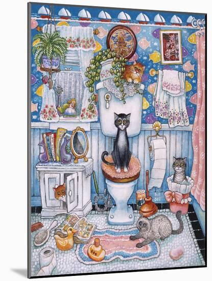 Bathroom Cats-Bill Bell-Mounted Giclee Print