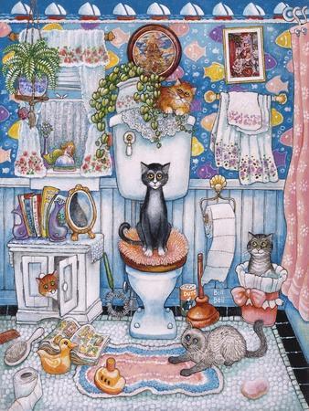 Bathroom Cats Giclee Print Bill Bell, Cat In Bathtub Art