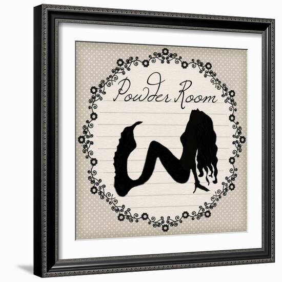 Bathroom Powder Room Silhouette Mermaid-sylvia pimental-Framed Art Print