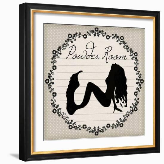 Bathroom Powder Room Silhouette Mermaid-sylvia pimental-Framed Art Print