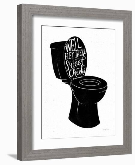 Bathroom Puns IV Black-Becky Thorns-Framed Art Print