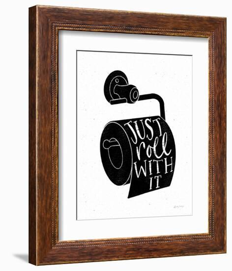 Bathroom Puns VI Black-Becky Thorns-Framed Art Print