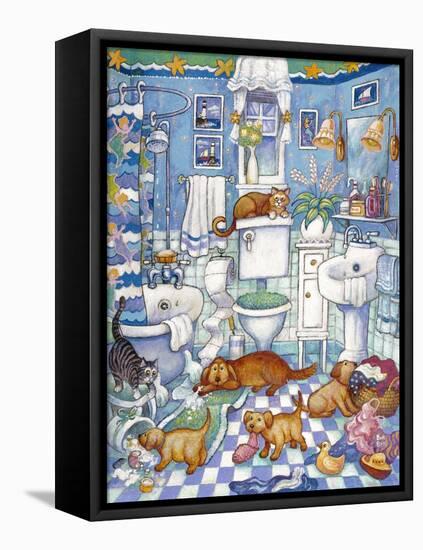 Bathroom Pups-Bill Bell-Framed Premier Image Canvas