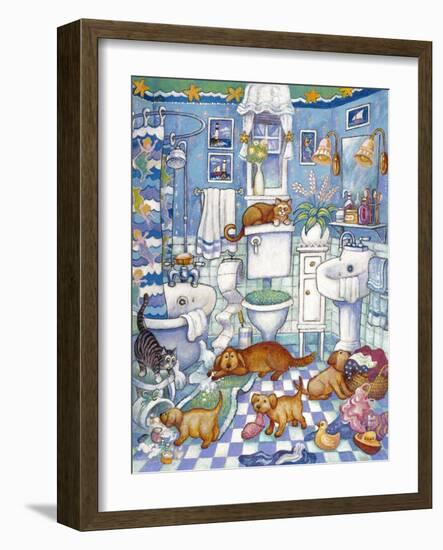 Bathroom Pups-Bill Bell-Framed Giclee Print