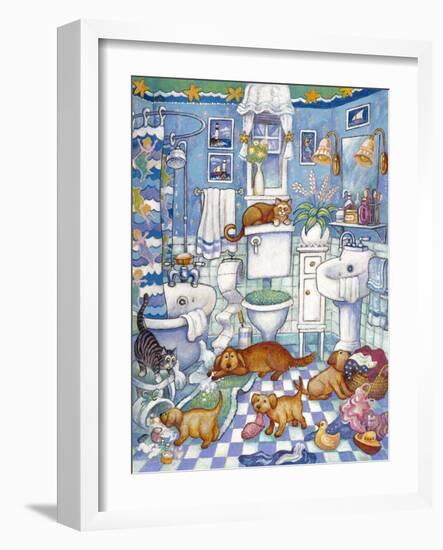 Bathroom Pups-Bill Bell-Framed Giclee Print