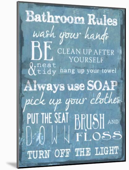 Bathroom Rules Blue-Taylor Greene-Mounted Art Print