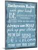 Bathroom Rules Blue-Taylor Greene-Mounted Art Print