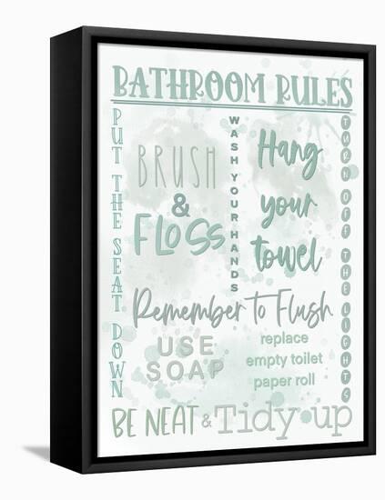 Bathroom Rules Monochromatic-Matthew Piotrowicz-Framed Stretched Canvas