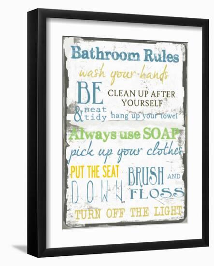 Bathroom Rules Multi-Taylor Greene-Framed Art Print