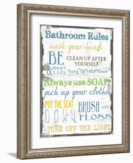 Bathroom Rules Multi-Taylor Greene-Framed Art Print