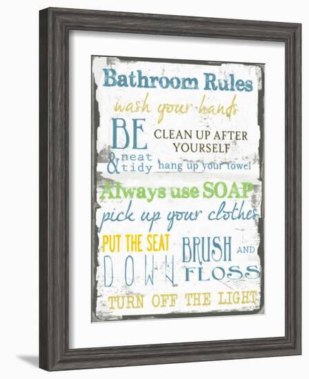 Bathroom Rules Multi-Taylor Greene-Framed Art Print