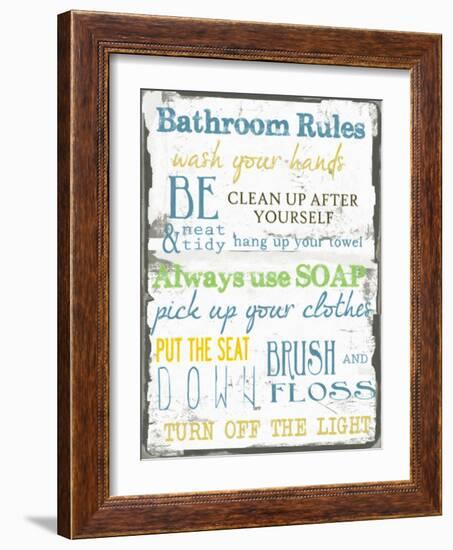 Bathroom Rules Multi-Taylor Greene-Framed Art Print
