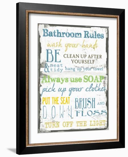 Bathroom Rules Multi-Taylor Greene-Framed Art Print