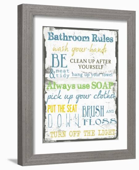 Bathroom Rules Multi-Taylor Greene-Framed Art Print