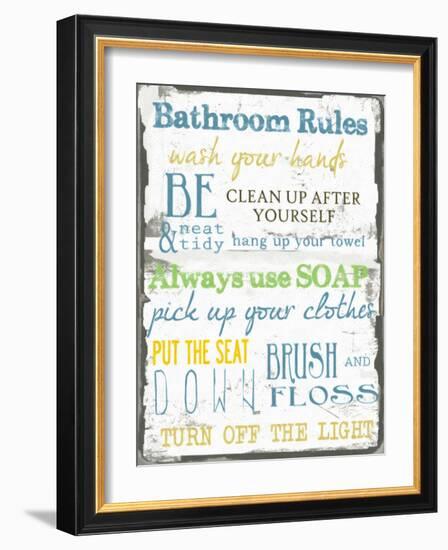 Bathroom Rules Multi-Taylor Greene-Framed Art Print