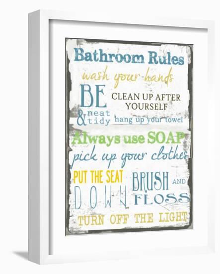 Bathroom Rules Multi-Taylor Greene-Framed Art Print