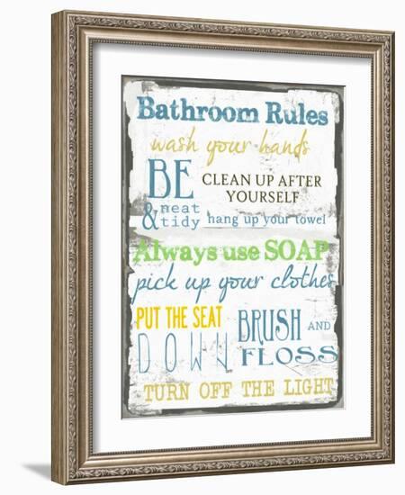 Bathroom Rules Multi-Taylor Greene-Framed Art Print