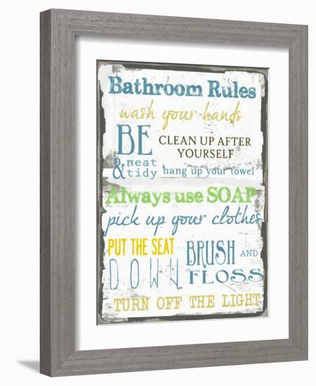 Bathroom Rules Multi-Taylor Greene-Framed Art Print