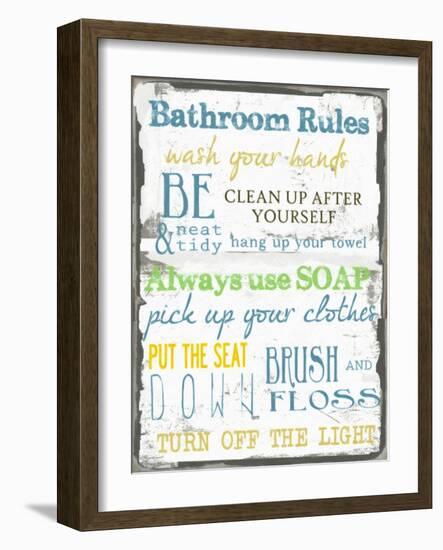 Bathroom Rules Multi-Taylor Greene-Framed Art Print