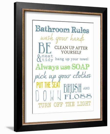 Bathroom Rules (Multi)-Taylor Greene-Framed Art Print