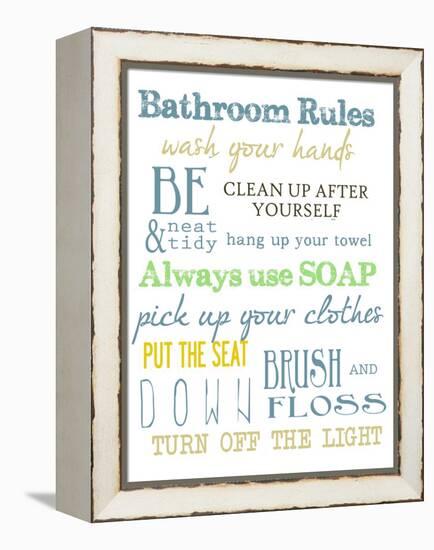 Bathroom Rules (Multi)-Taylor Greene-Framed Stretched Canvas