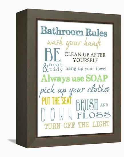 Bathroom Rules (Multi)-Taylor Greene-Framed Stretched Canvas