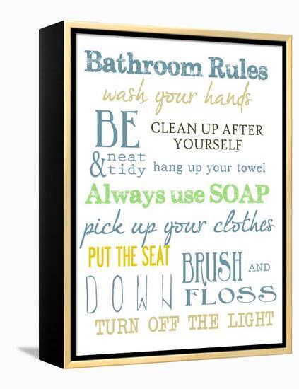 Bathroom Rules (Multi)-Taylor Greene-Framed Stretched Canvas