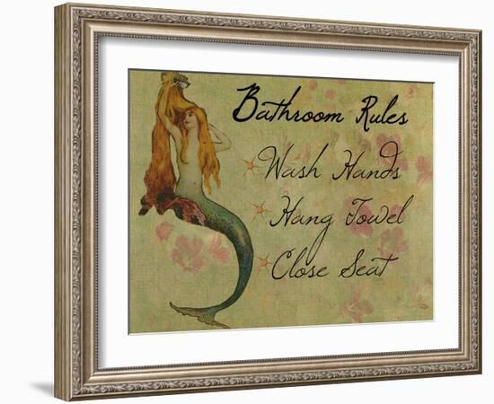 Bathroom Rules Vintage Mermaid-sylvia pimental-Framed Art Print