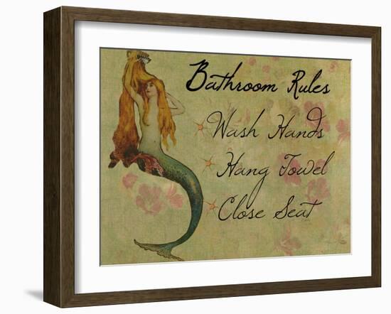 Bathroom Rules Vintage Mermaid-sylvia pimental-Framed Art Print