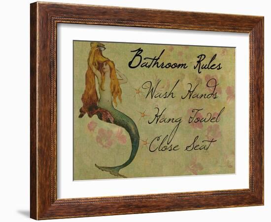 Bathroom Rules Vintage Mermaid-sylvia pimental-Framed Art Print