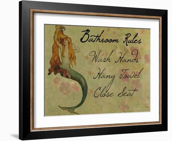 Bathroom Rules Vintage Mermaid-sylvia pimental-Framed Art Print