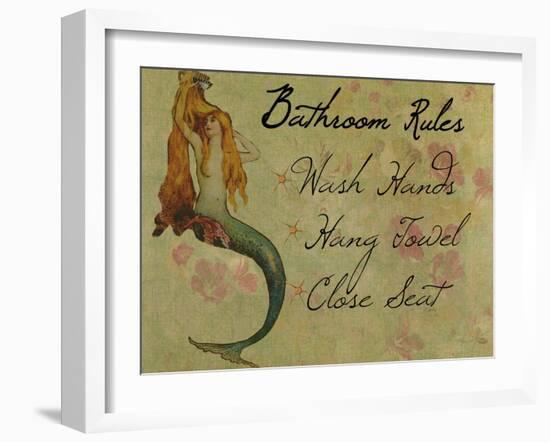 Bathroom Rules Vintage Mermaid-sylvia pimental-Framed Art Print