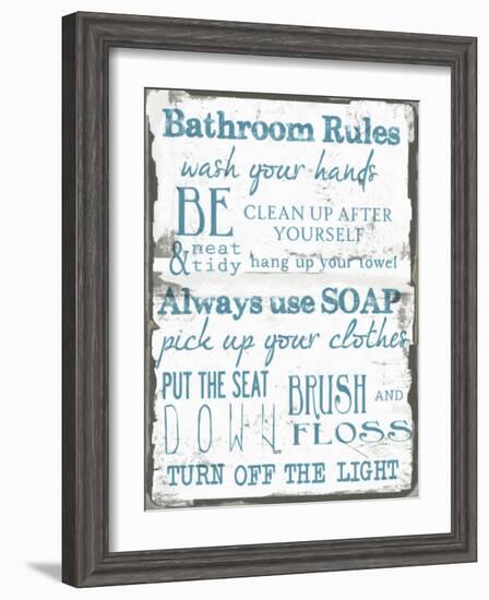 Bathroom Rules White-Taylor Greene-Framed Art Print