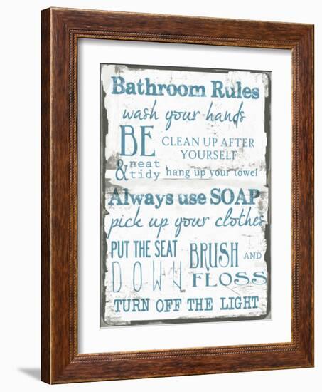 Bathroom Rules White-Taylor Greene-Framed Art Print