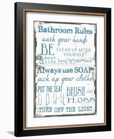 Bathroom Rules White-Taylor Greene-Framed Art Print